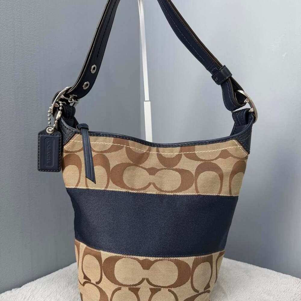 Coach Signature Stripe Bucket Shoulder Bag F13362
